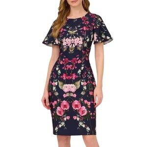 NWT Adrianna Papell Printed Floral Crepe Dress - size 8